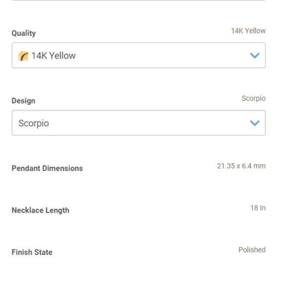 Scorpio Jewelry (October 23 - November 21) - Intense  14K Yellow Gothic Scorpio 18\